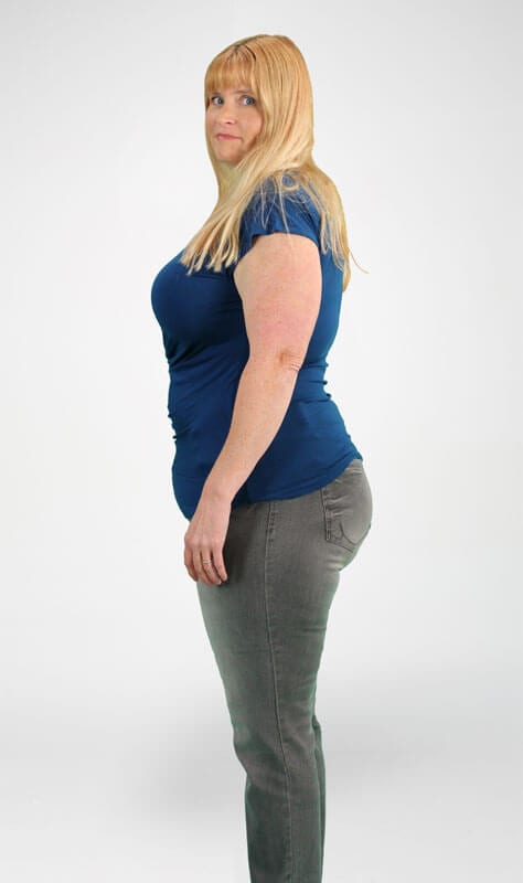Deborah's side profile before losing weight on the SlimFast Plan