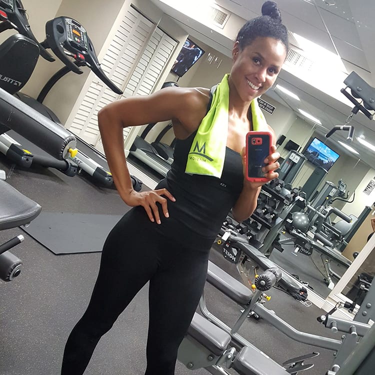 Danielle taking a selfie in the gym after a workout.