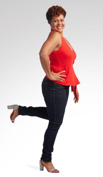 Side photo of Raquel after losing weight on the SlimFast Plan