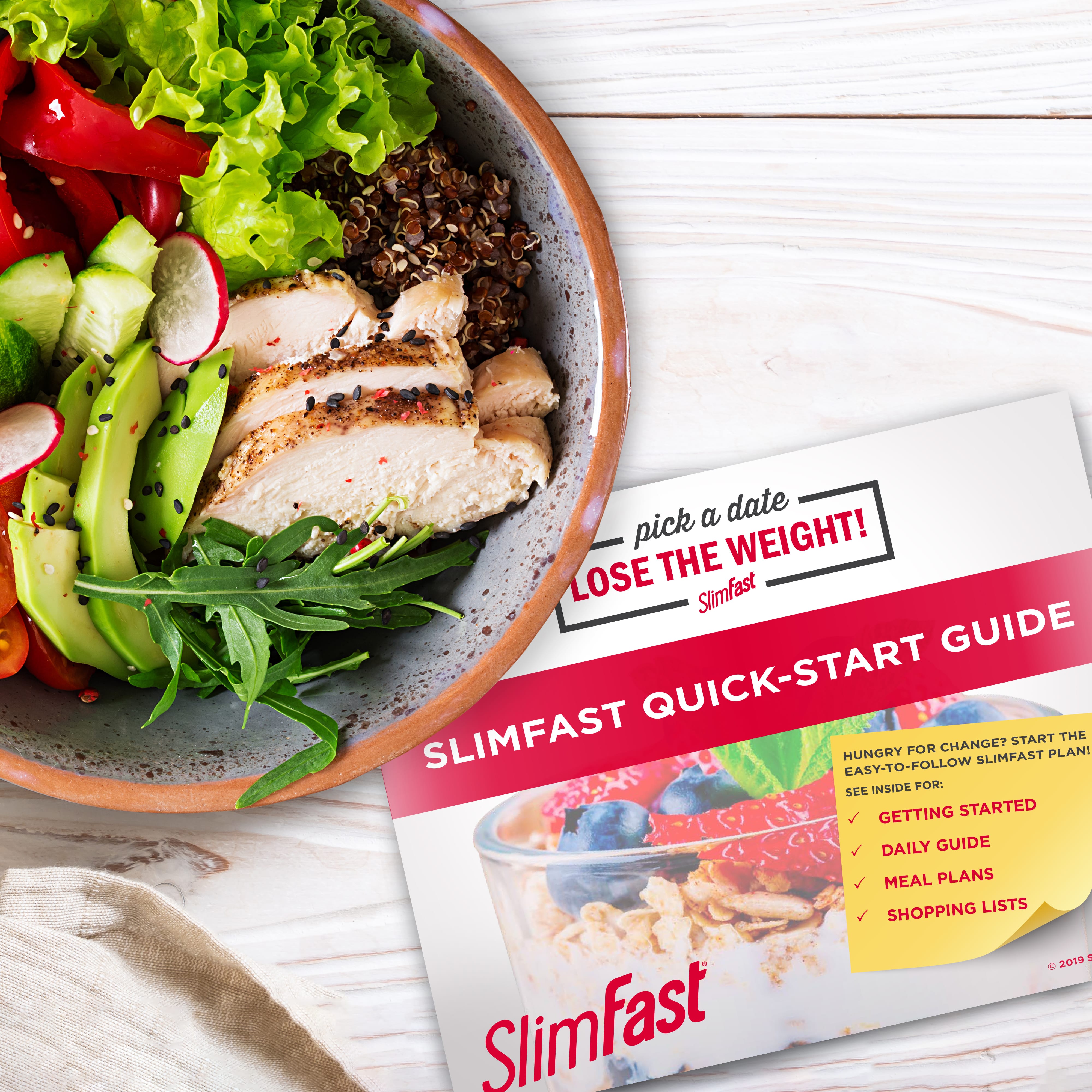 SF-QSG-FlatLay Sign up for your SlimFast Quick-Start Guide