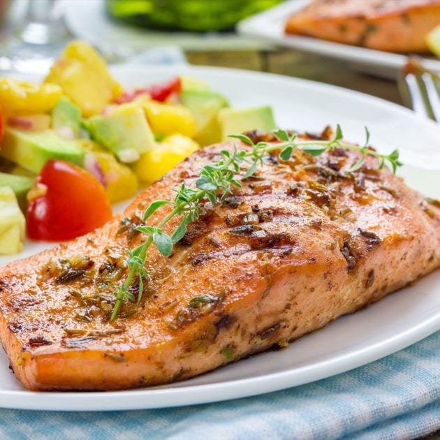 Grilled Salmon with Mango Avocado Salsa Recipe | SlimFast