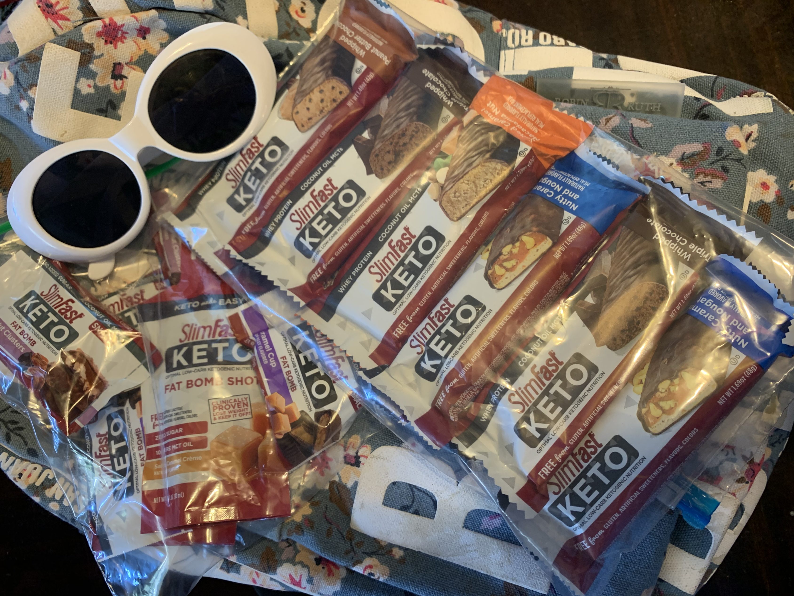 Bags full of SlimFast Keto products