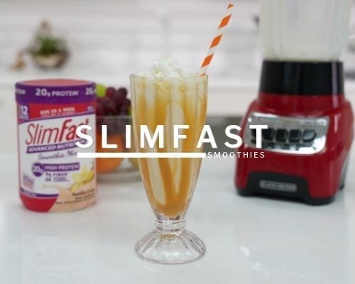 SlimFast Smoothie Header with Peanut Butter Caramel Smoothie