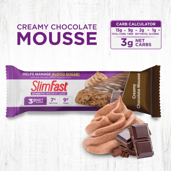 Diabetic Weight Loss Whipped Triple Chocolate Bar is 3g net carbs