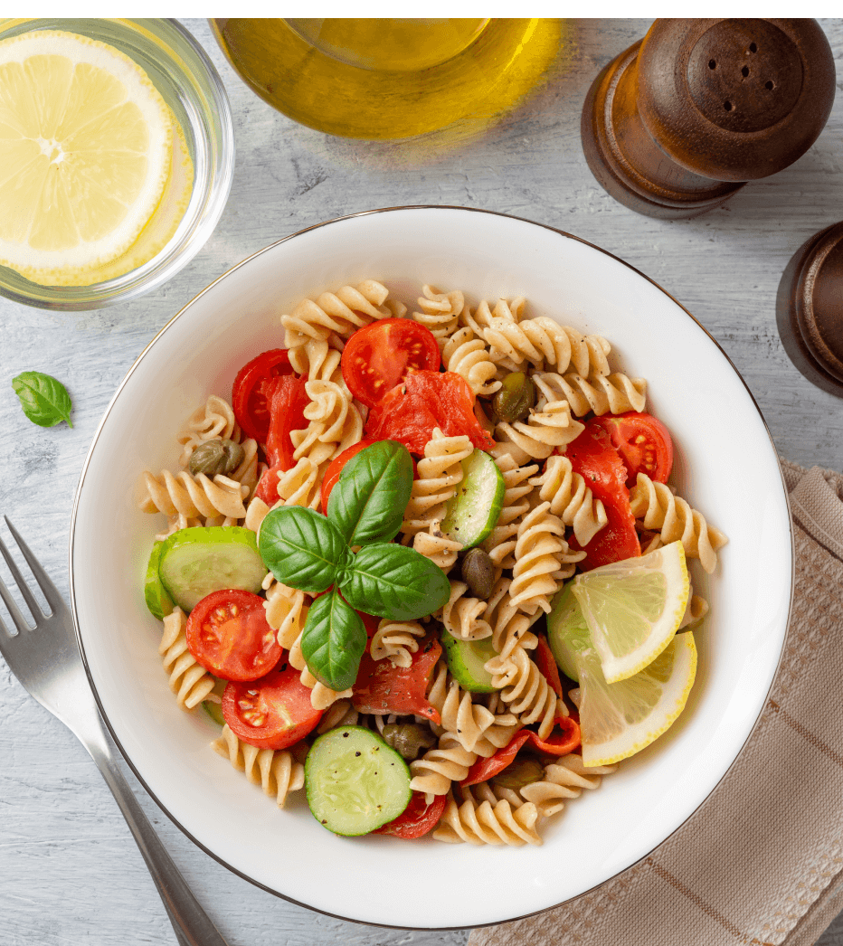 pasta with tomatoes meal on plate
