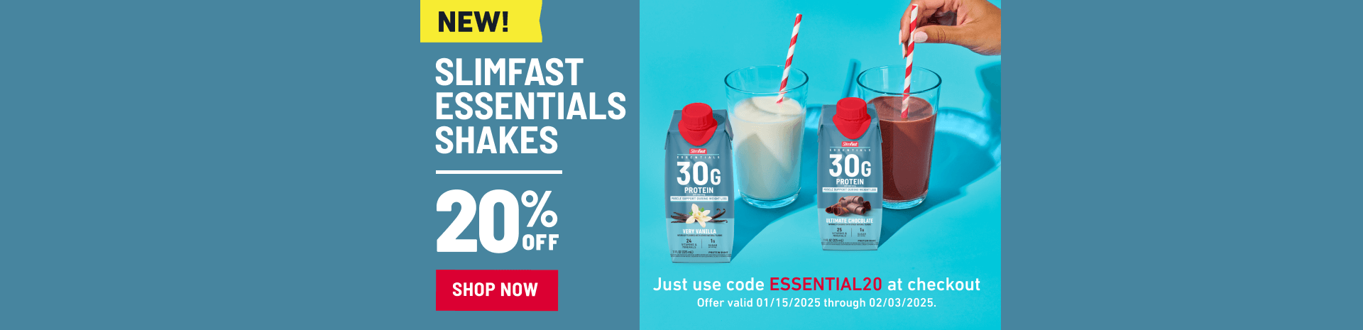 20% off essential shakes