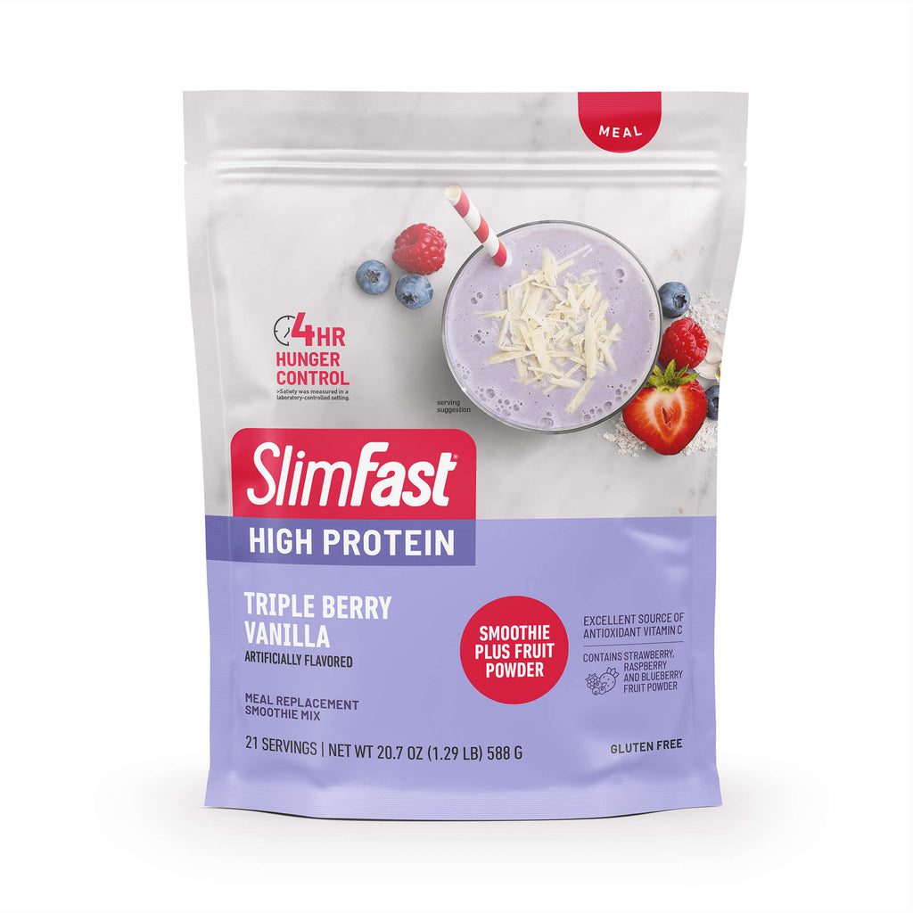 slimfast high protein smoothie mix triple berry vanilla
